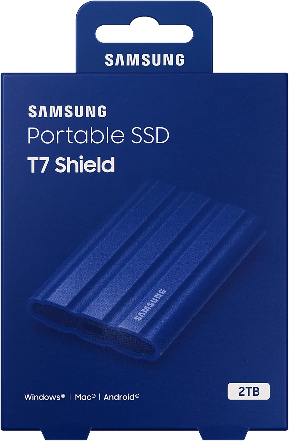 SAMSUNG T7 Shield 2TB, Portable SSD, up to 1050MB/s, USB 3.2 Gen2, Rugged, IP65 Rated, for Photographers, Content Creators and Gaming, External Solid State Drive (MU-PE2T0R/AM, 2022), Blue