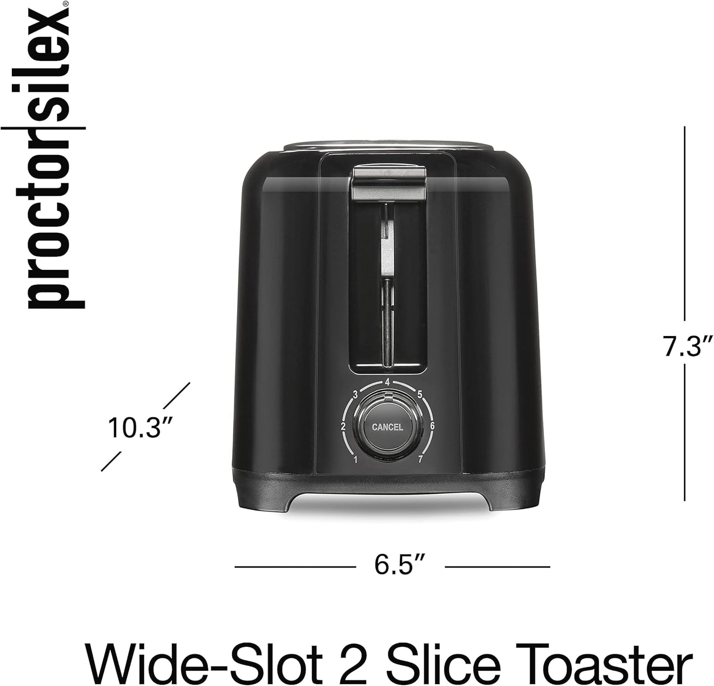 Proctor Silex 2-Slice Extra-Wide Slot Toaster with Cool Wall, Shade Selector, Toast Boost, Auto Shut-Off and Cancel Button, Black, 22215G