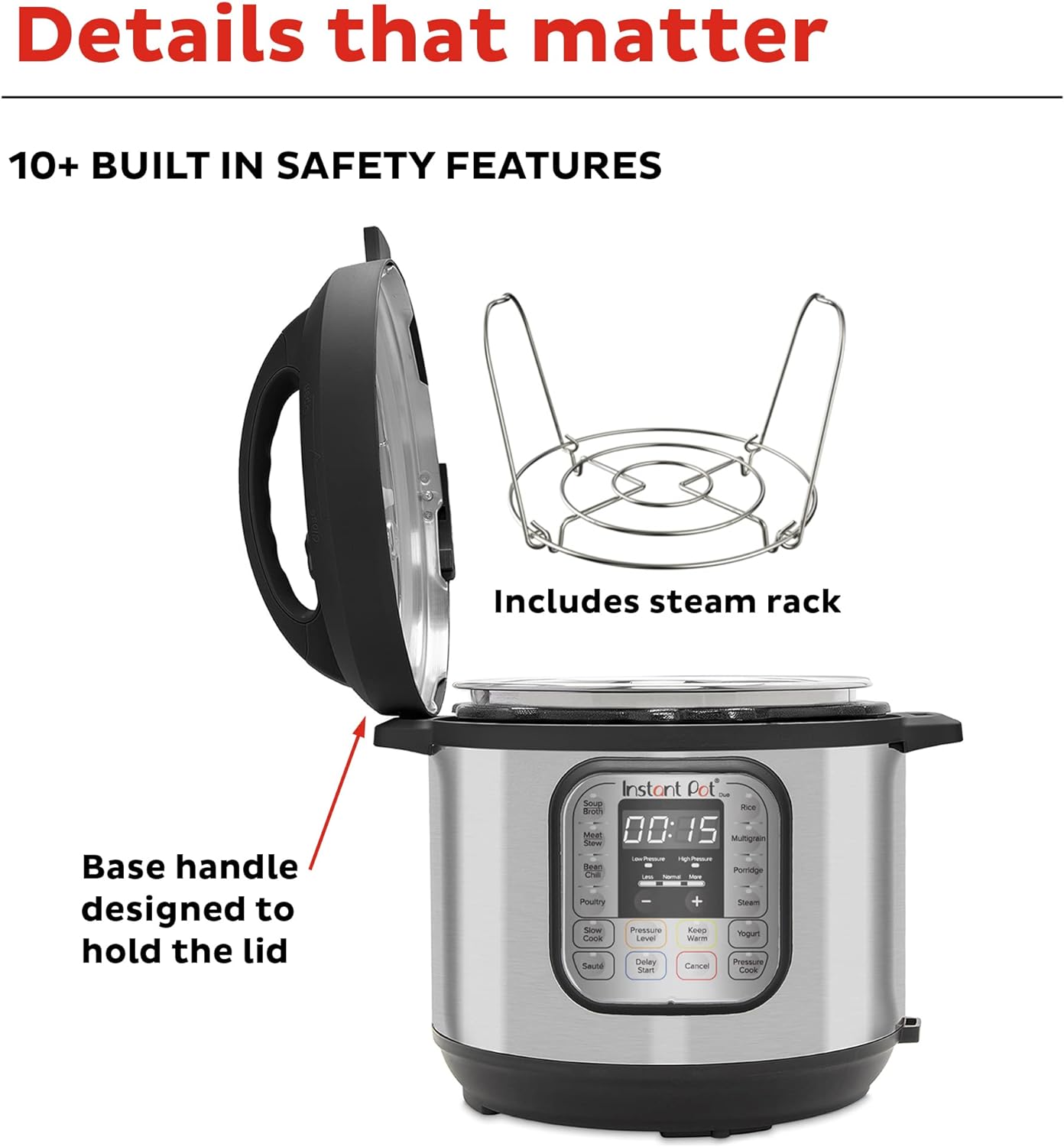 Instant Pot Duo 7-in-1 Electric Pressure Cooker, Slow Cooker, Rice Cooker, Steamer, Saute, Yogurt Maker, Warmer & Sterilizer, Includes App With Over 800 Recipes, Stainless Steel, 6 Quart
