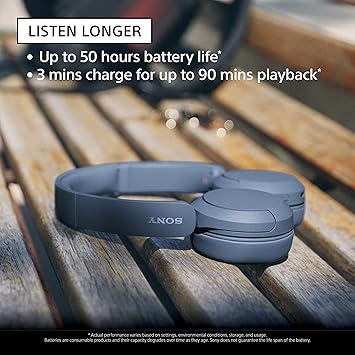 Sony WH-CH520 Wireless Headphones Bluetooth On-Ear Headset with Microphone, Black