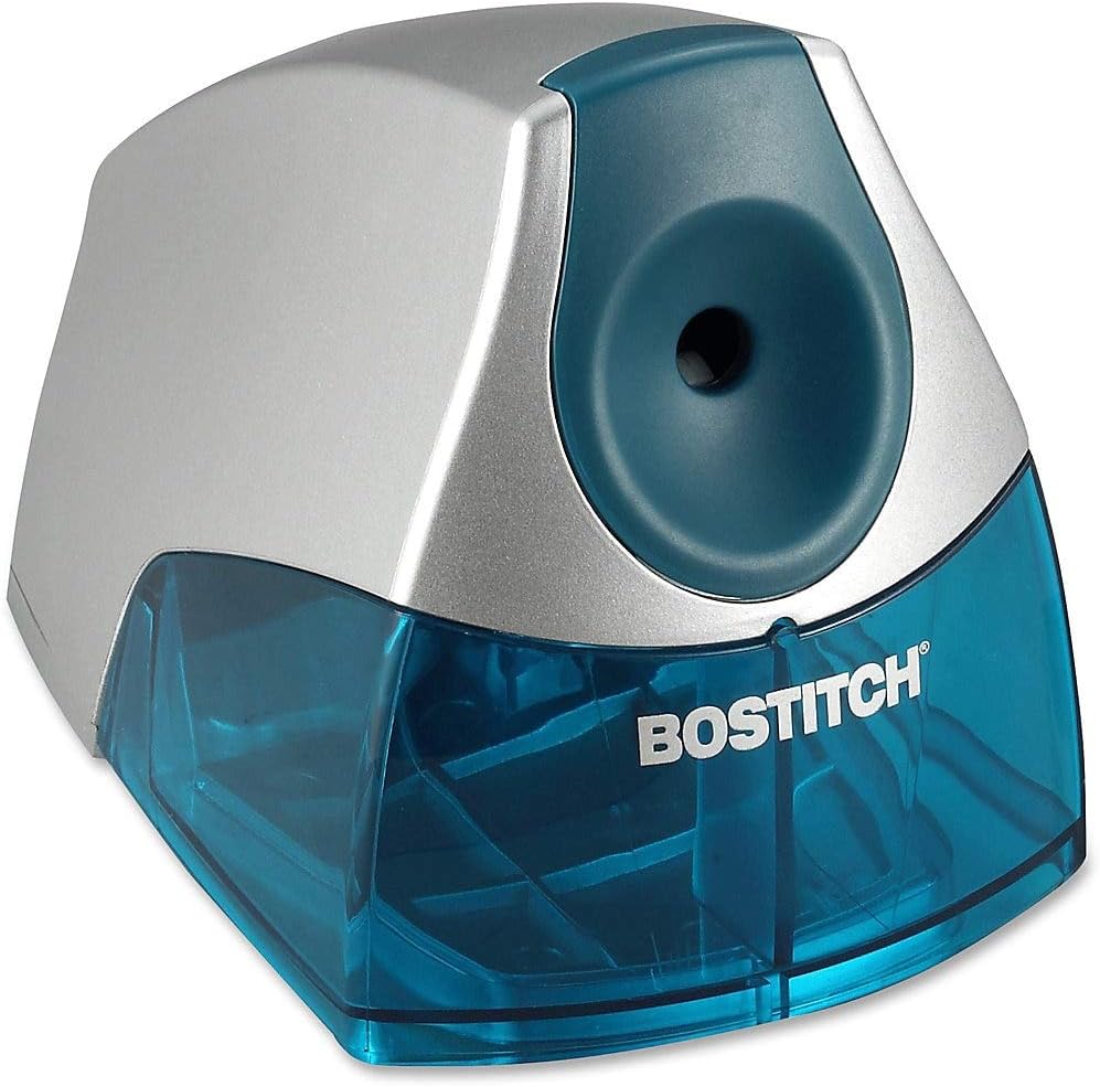 Bostitch Office Personal Electric Pencil Sharpener, Powerful Stall-Free Motor, High Capacity Shavings Tray, Blue