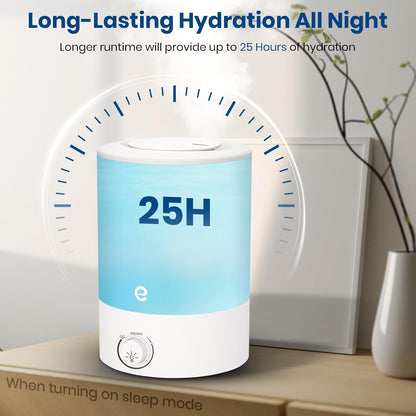 Humidifiers for Bedroom, Esemoil 2.5L Cool Mist Ultrasonic Air Humidifier with Top Fill & Quiet, 360° Nozzle, BPA Free, 25 Hour Diffuser with 8 Color Light & Auto Shut-off for Home Baby Nursery Plants