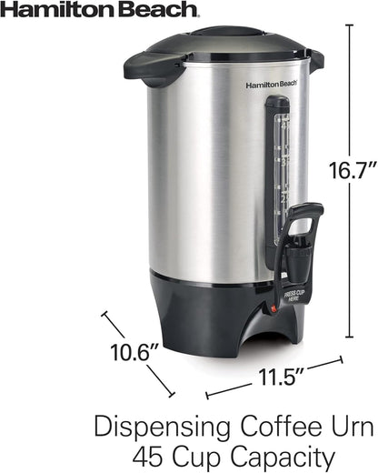 Hamilton Beach 40519C 45 Cup Coffee Urn and Hot Beverage Dispenser, Silver