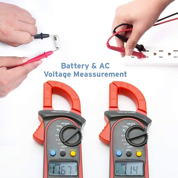 Etekcity Digital Clamp Meter Multimeter AC Current and AC/DC Voltage Tester with Amp, Volt, Ohm, Continuity, Diode and Resistance Test, Auto-Ranging, Red, MSR-C600