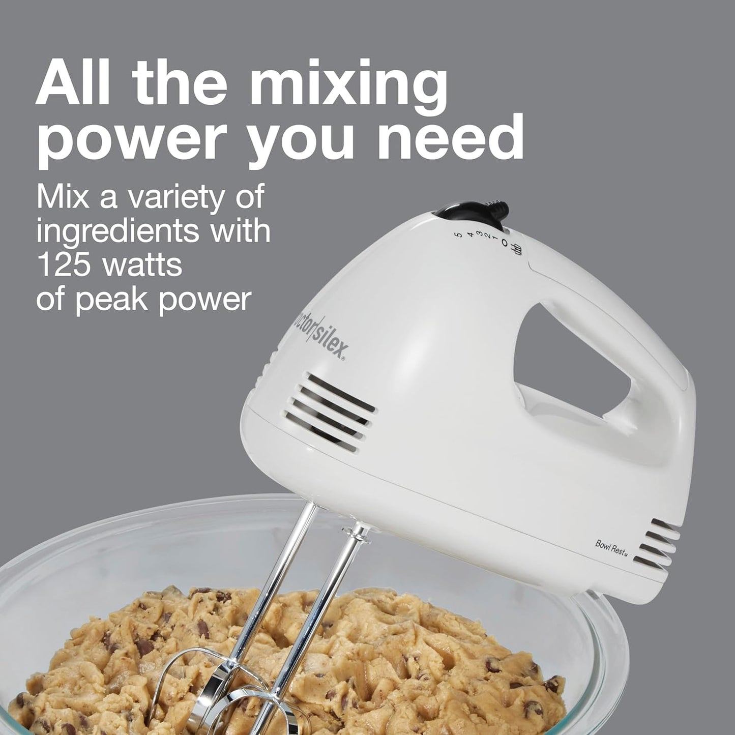 Proctor Silex Easy Mix Hand Mixer, 5 Speeds, White, 62515G