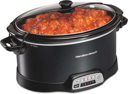 Hamilton Beach Programmable7-Quart Slow Cooker, with Lid Latch Strap, Black ,33474G