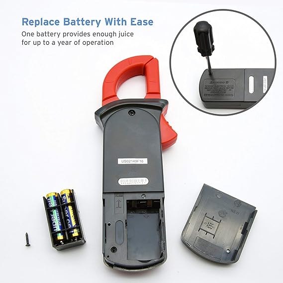 Etekcity Digital Clamp Meter Multimeter AC Current and AC/DC Voltage Tester with Amp, Volt, Ohm, Continuity, Diode and Resistance Test, Auto-Ranging, Red, MSR-C600