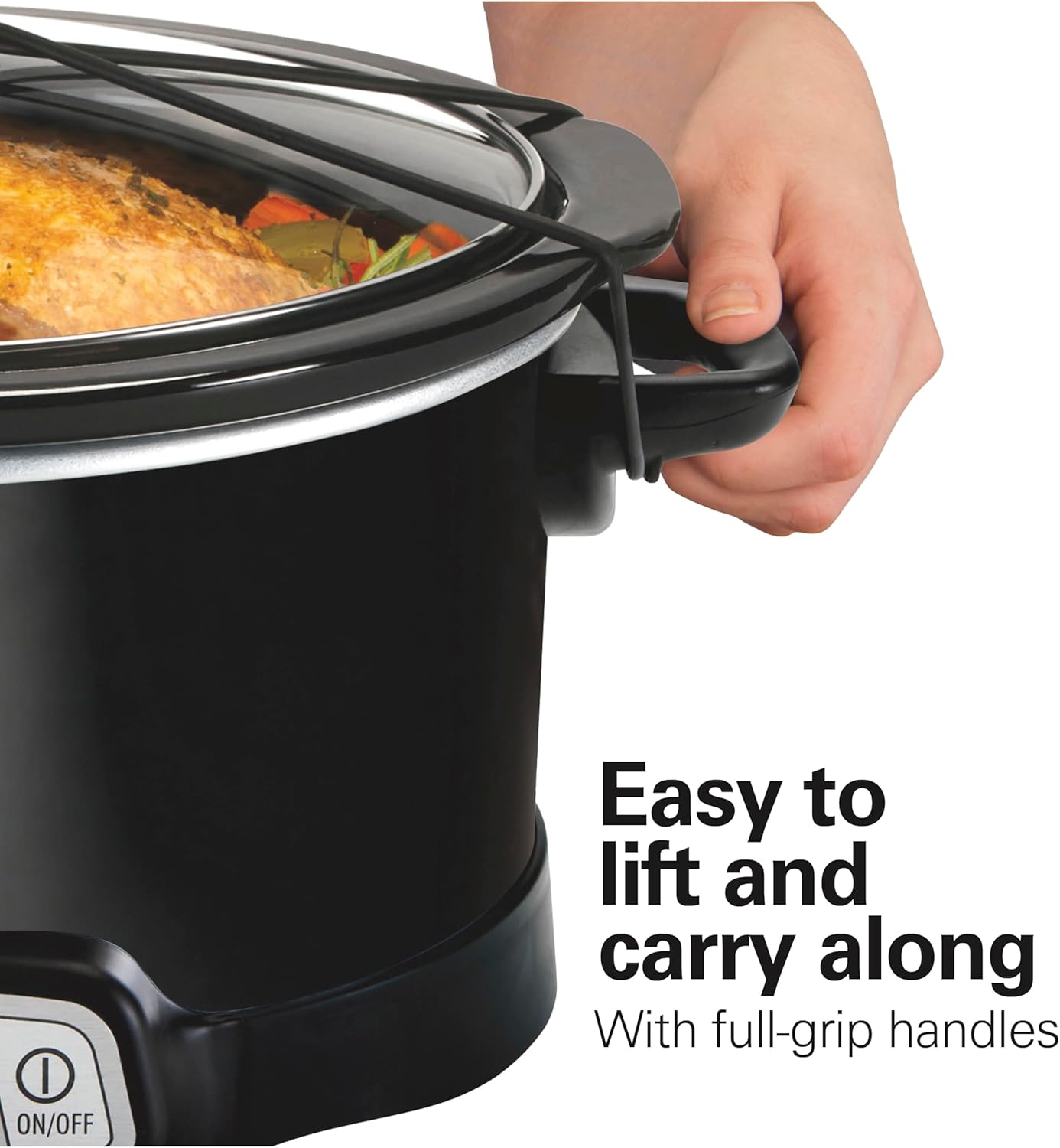 Hamilton Beach Programmable7-Quart Slow Cooker, with Lid Latch Strap, Black ,33474G