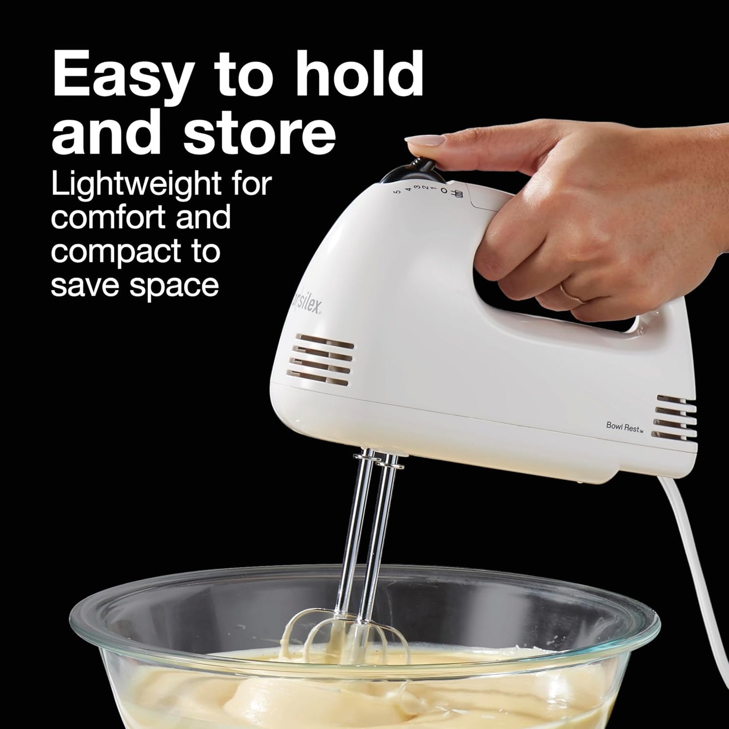 Proctor Silex Easy Mix Hand Mixer, 5 Speeds, White, 62515G