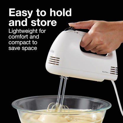 Proctor Silex Easy Mix Hand Mixer, 5 Speeds, White, 62515G