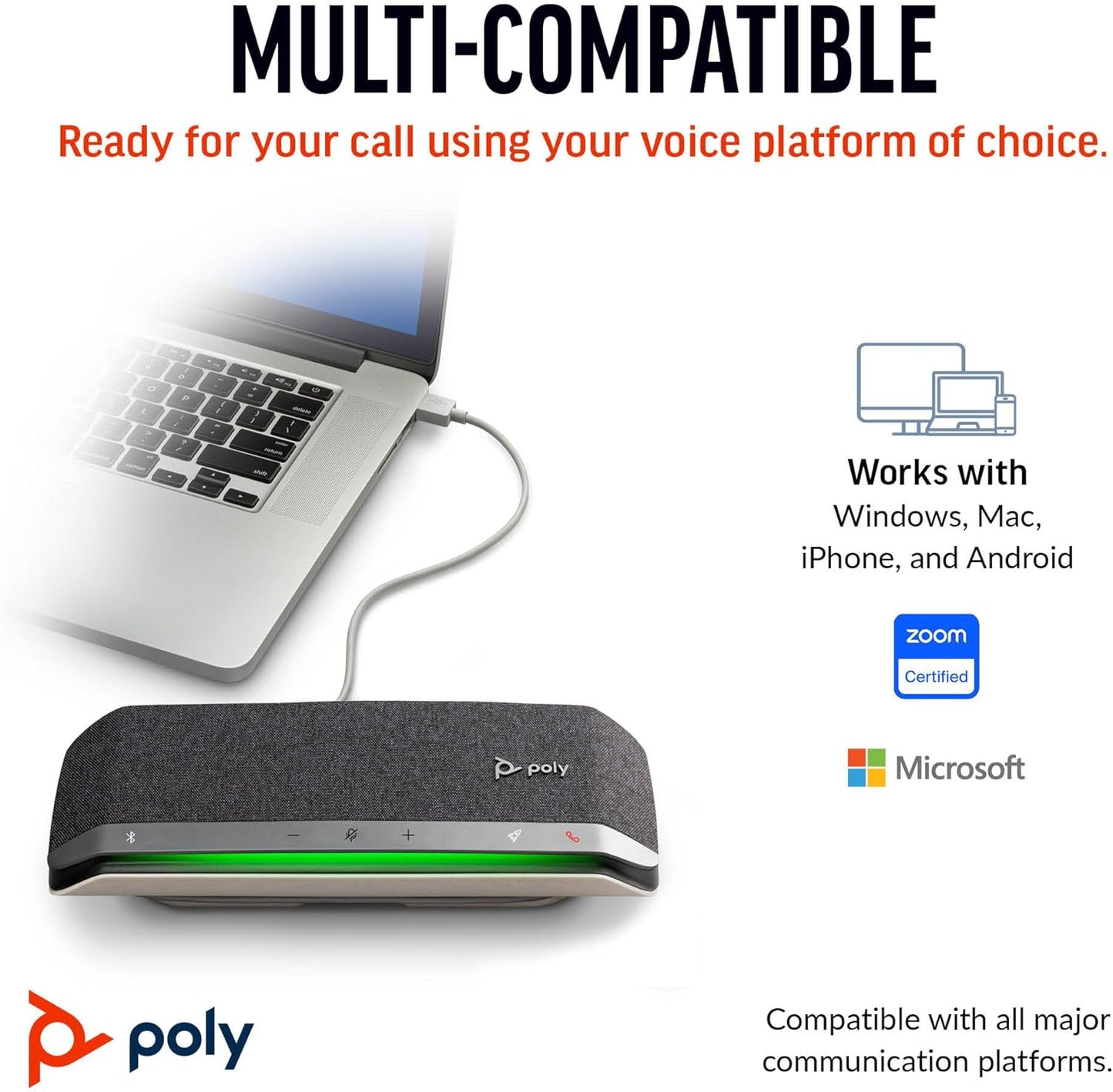 Poly Sync 40 Smart Speakerphone (Plantronics) - Flexible Workspaces - Connect to PC/Mac via USB-A or USB-C and Smartphones via Bluetooth - Works with Teams, Zoom – Amazon Exclusive