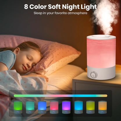 Humidifiers for Bedroom, Esemoil 2.5L Cool Mist Ultrasonic Air Humidifier with Top Fill & Quiet, 360° Nozzle, BPA Free, 25 Hour Diffuser with 8 Color Light & Auto Shut-off for Home Baby Nursery Plants