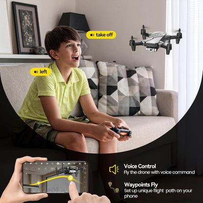 DEERC D20 Mini Drone Foldable for Kids with 720P HD FPV Camera Remote Control Toys Gifts for Boys Girls with Tap Fly,Auto Hover,Voice/Gesture Control,Speed Adjustment,2 Batteries,3D Flip