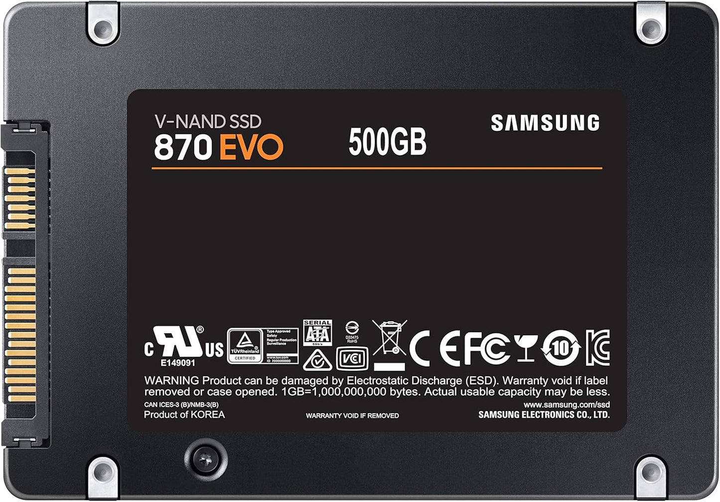 SAMSUNG 870 EVO SATA SSD 500GB 2.5” Internal Solid State Drive, Upgrade PC or Laptop Memory and Storage for IT Pros, Creators, Everyday Users, MZ-77E500B/AM [Canada Version]