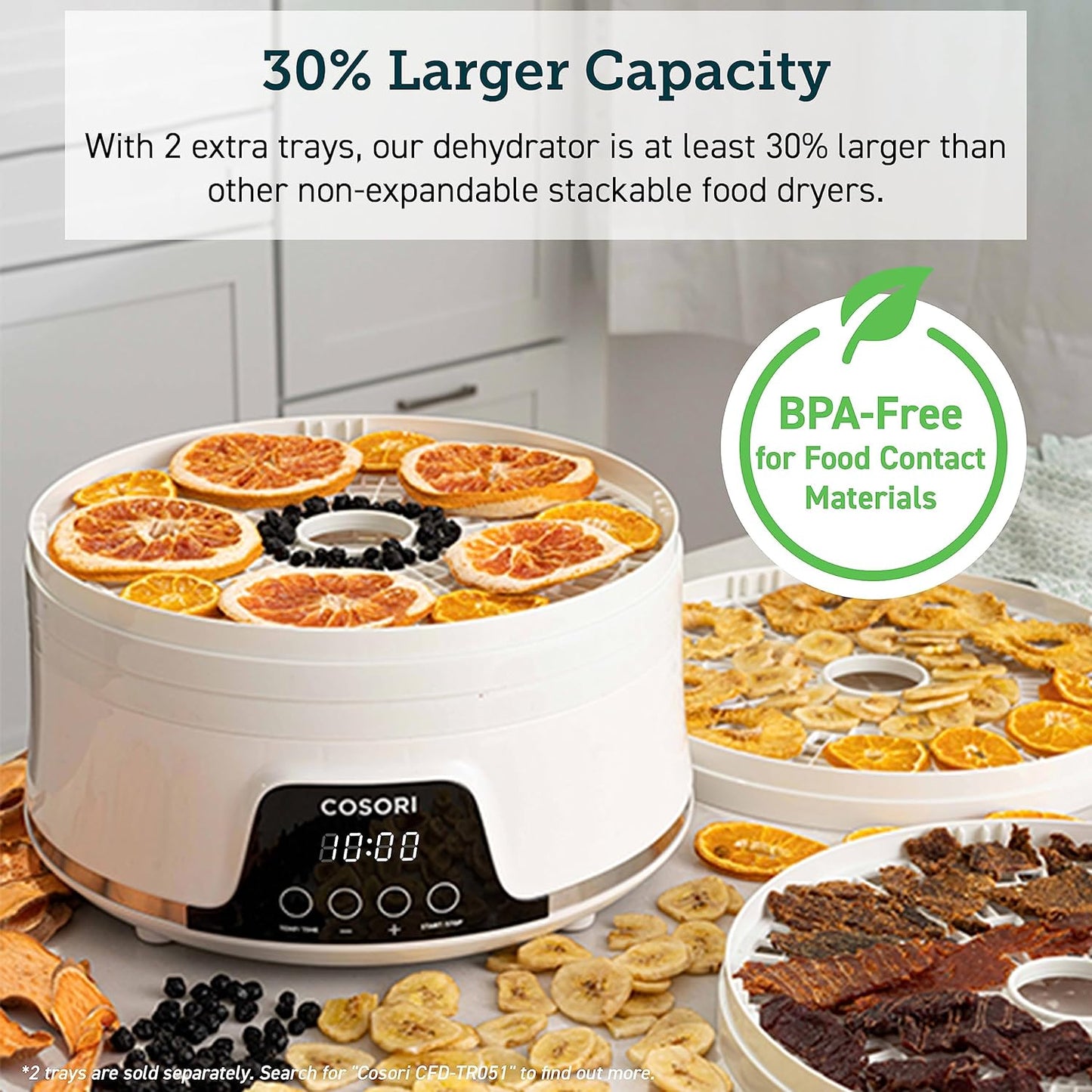 COSORI Food Dehydrator, Quiet Cooking, 48H Timer, Temperature Control, for Fruit, Meat, Dog Treats, Herbs, and Mushrooms, Auto Shut Off, 350W Dryer Machine with 5 BPA-Free Trays, 50 Recipes