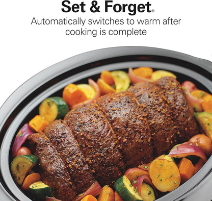 Hamilton Beach Programmable7-Quart Slow Cooker, with Lid Latch Strap, Black ,33474G