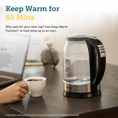 COSORI Electric Kettle Temperature Control with 6 Presets, Hot Water Boiler & Tea Heater, 100% Stainless Steel Filter, Inner Lid & Bottom, 60min Keep Warm&Boil-Dry Protection, BPA Free, 1.7L, Black