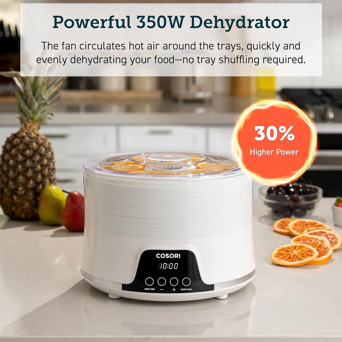 COSORI Food Dehydrator, Quiet Cooking, 48H Timer, Temperature Control, for Fruit, Meat, Dog Treats, Herbs, and Mushrooms, Auto Shut Off, 350W Dryer Machine with 5 BPA-Free Trays, 50 Recipes