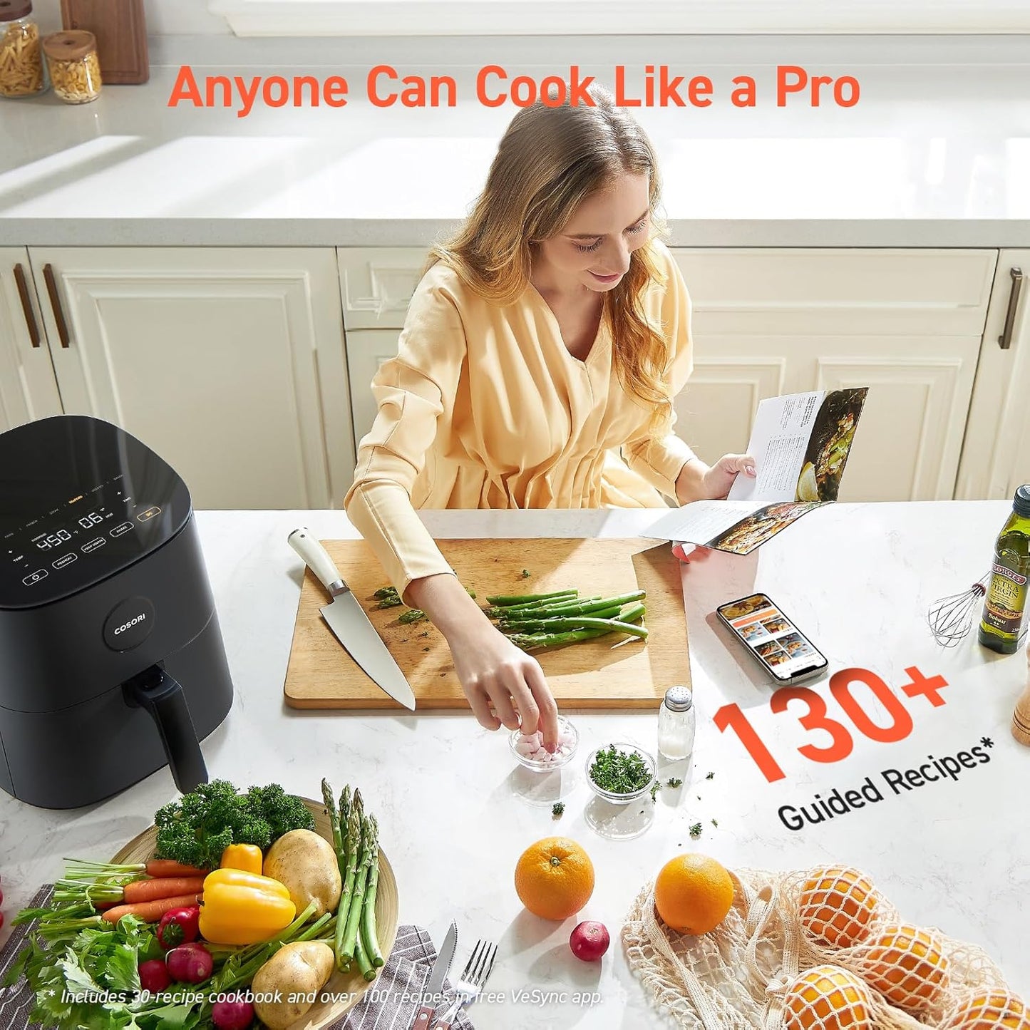 COSORI Air Fryer 5Qt(4.7L), 9-In-1 Less Oil Airfryer Oven, UP to 450℉, Quiet Operation, 30 Exclusive Recipes, Nonstick Basket, Compact, Dishwasher Safe