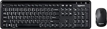 Amazon Basics Wireless Computer Keyboard and Mouse Combo - Quiet and Compact - US Layout (QWERTY)