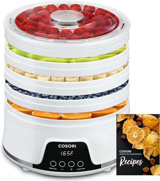 COSORI Food Dehydrator, Quiet Cooking, 48H Timer, Temperature Control, for Fruit, Meat, Dog Treats, Herbs, and Mushrooms, Auto Shut Off, 350W Dryer Machine with 5 BPA-Free Trays, 50 Recipes