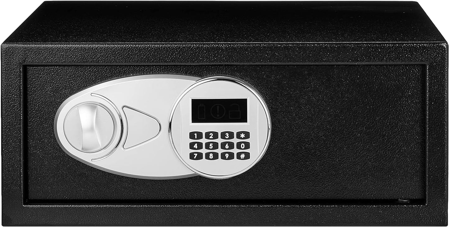 Amazon Basics Steel Security Safe with Programmable Electronic Keypad Lock - Secure Cash, Jewelry, ID Documents, 0.7 Cubic Feet, Black, 16.93''W x 14.57''D x 7.09''H