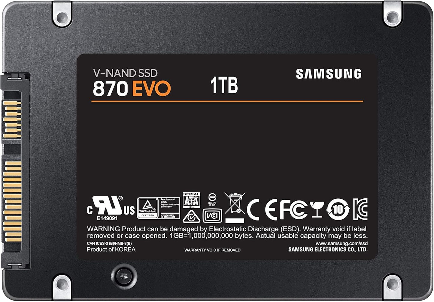 SAMSUNG 870 EVO SATA III SSD 1TB 2.5” Internal Solid State Drive, Upgrade PC or Laptop Memory and Storage for IT Pros, Creators, Everyday Users, MZ-77E1T0B/AM [Canada Version]