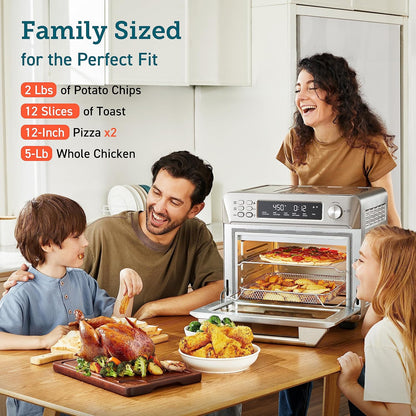 COSORI Toaster Oven Air Fryer Combo, 11-in-1, 26QT Convection Oven Countertop, Stainless Steel with Toast Bake and Broil, Smart, 6 Slice Toast, 12'' Pizza, 75 Recipes&Accessories