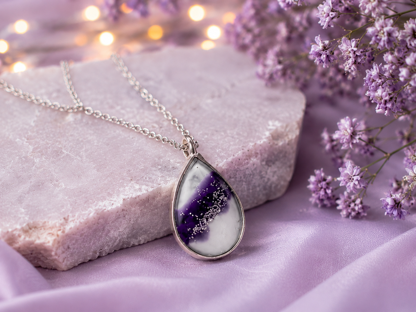 Amethyst Mist Teardrop Pendant