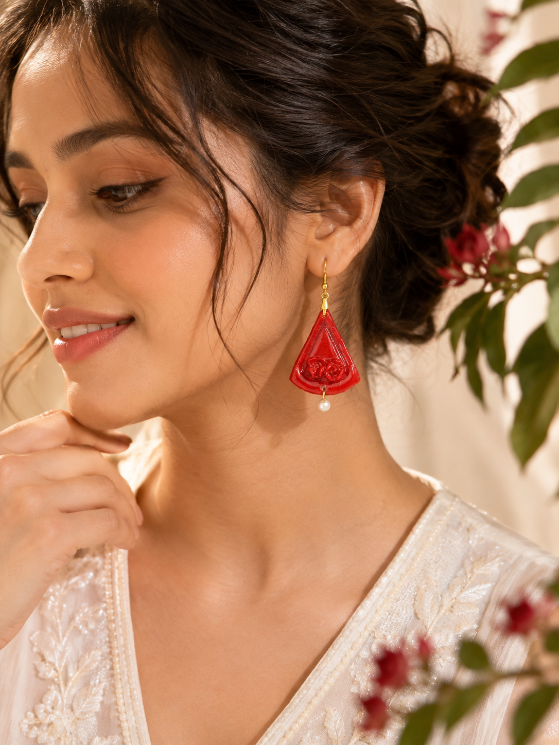Ruby Petal Earrings