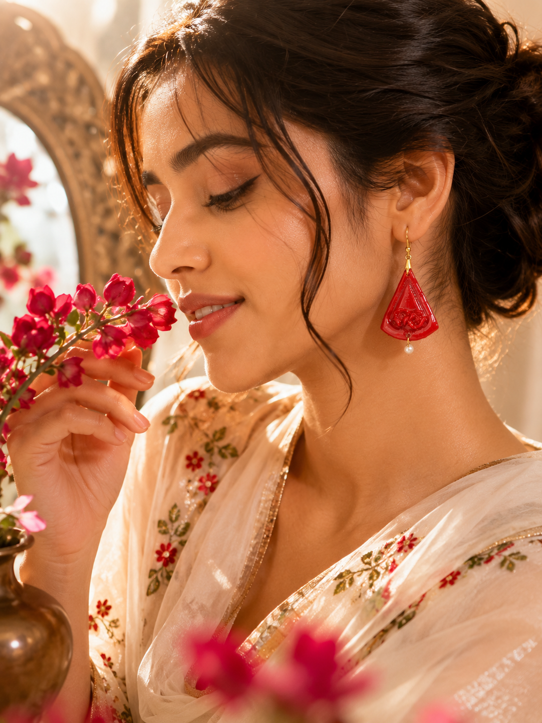 Ruby Petal Earrings