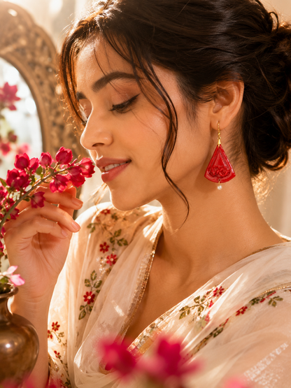 Ruby Petal Earrings