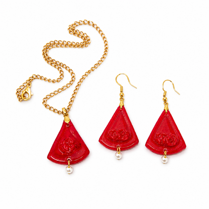 Ruby Petal Necklace Set