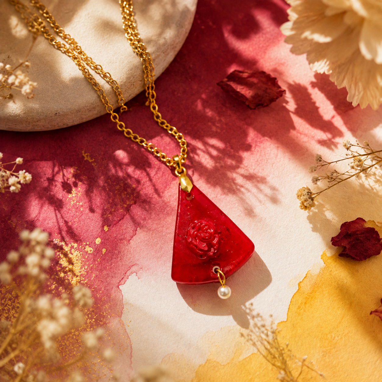 Ruby Petal Pendant
